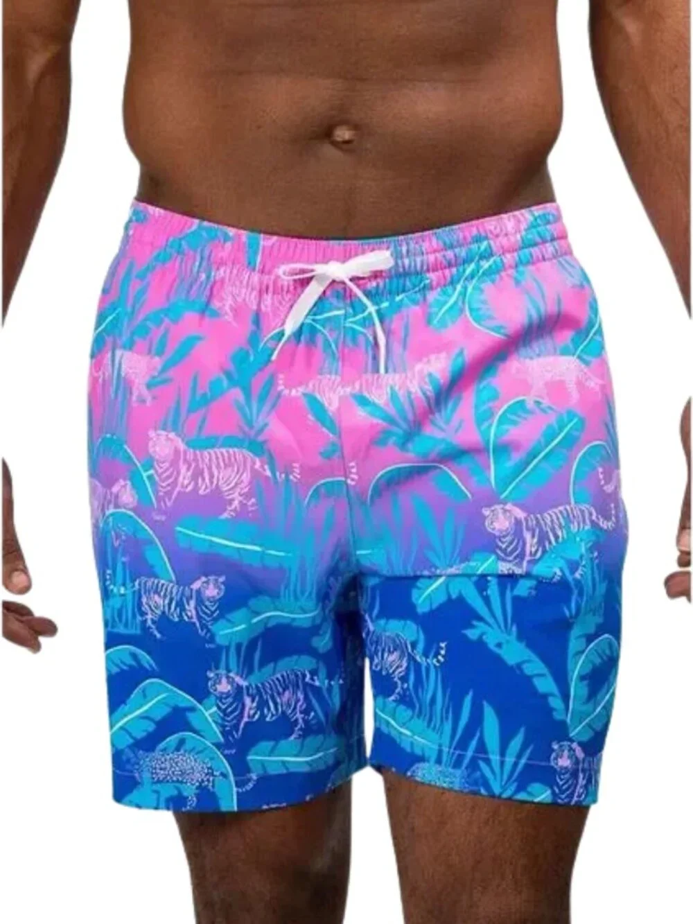 Chubbies The Hydrofoils Pink/Blue Jungle Lined Classic Swim Trunk 4